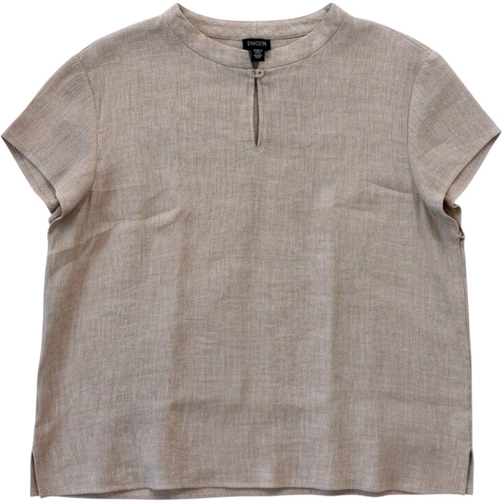 Eileen Fisher XL Oatmeal Beige Linen Cotton Top Italian Fabric boxy Earthy